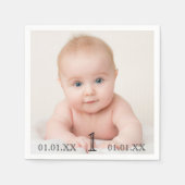 Fotodatum eerste verjaardag baby servet (Voorkant)