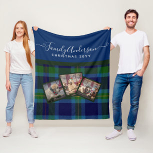 FOTODEKEN - Miller TARTAN Blauwe Kerstcadeau Fleece Deken
