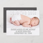 Fotodoop save the date baby minimalist aankondigingskaart (Voorkant / Achterkant)