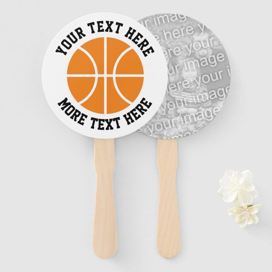Fotofanaat voor basketbal op maat handwaaier (Voorkant en achterkant)