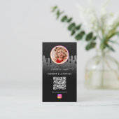 Fotofeed Grid Social Media QR Code Zwart Glitter Visitekaartje (Staand voorkant)