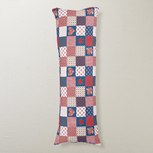 Fotofoto's en Rozen Faux Patchwork Body Pillow Lichaamskussen (Voorkant Verticaal)