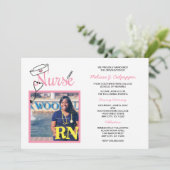 Fotofoto's van zurig afstuderen, viering roze kaart (Staand voorkant)