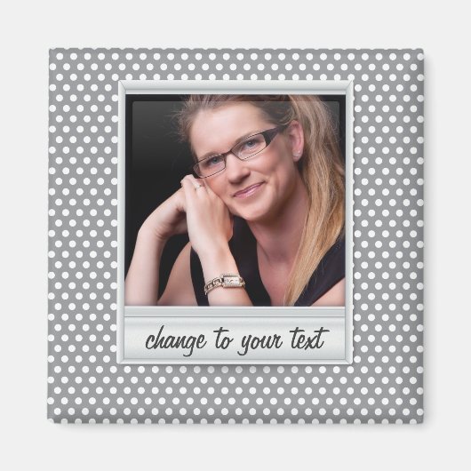 Fotoframe op witte & grijze polkadot magneet (Voorkant)