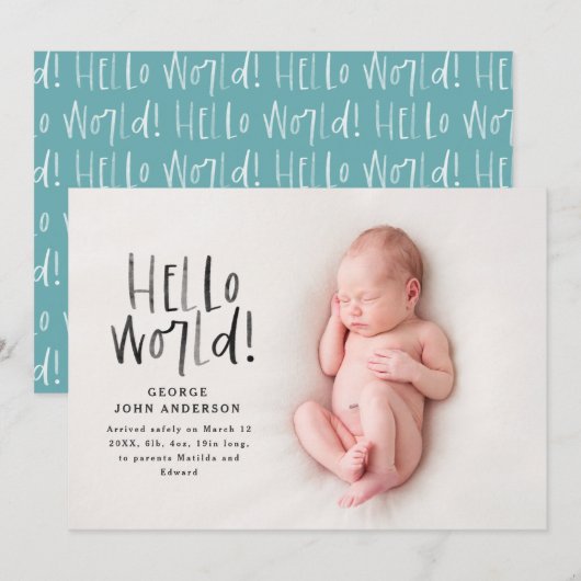 Fotogeboorte van een moderne, minimale chic-typogr aankondiging (Voorkant / Achterkant)