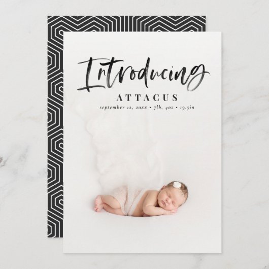 Fotogeboorte van het waterverf script aankondiging (Voorkant / Achterkant)