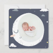 Fotogeboorte van moon, ster en cloud aankondiging (Voorkant)