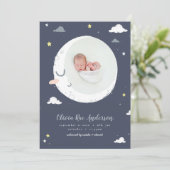 Fotogeboorte van moon, ster en cloud aankondiging (Staand voorkant)