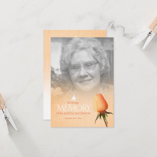 Fotogedicht voor oranje roos (Voorkant / Achterkant in situ)