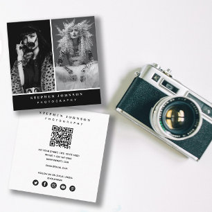Fotograaf 2 Foto's QR Code Social Media Icons Vierkante Visitekaartje