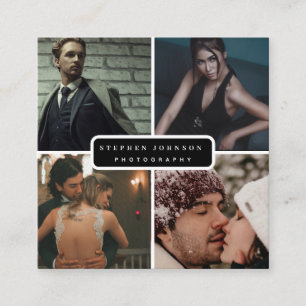 Fotograaf 4 Foto's QR Code Social Media Icons Vierkante Visitekaartje