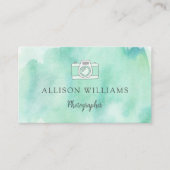 Fotograaf Aqua Waterverf Camera Visitekaartje (Voorkant)