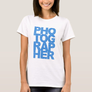Fotograaf - Blauwe tekst T-shirt