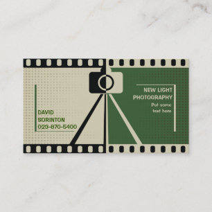 Fotograaf camera fotografie zwart, groen beige visitekaartje