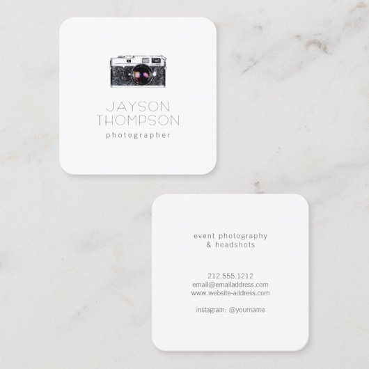 Fotograaf Camera Illustratie Logo Vierkante Visitekaartje (Voorkant / Achterkant)