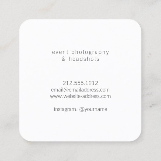 Fotograaf Camera Illustratie Logo Vierkante Visitekaartje (Achterkant)