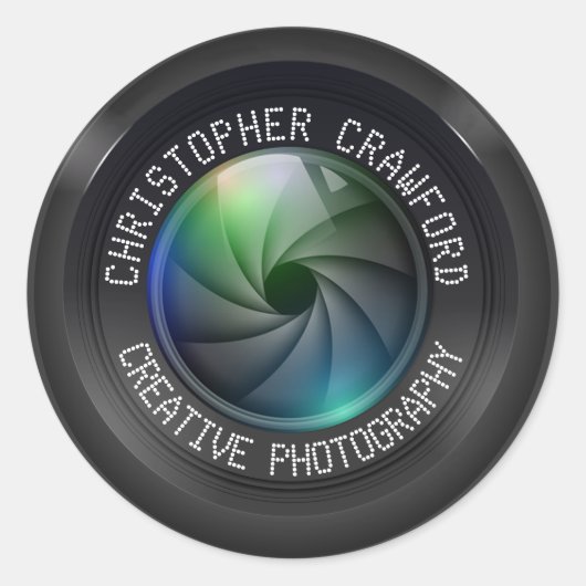 Fotograaf- en fotografische camera-lens ronde sticker (Voorkant)