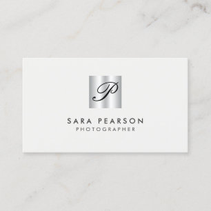 Fotograaf Faux Silver Monogram Visitekaartje