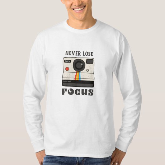 Fotograaf Focus 70s Fotocamera T-shirt (Voorkant)