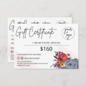 Fotograaf Gift Floral Certificaat Log (Voorkant / Achterkant)