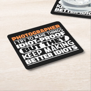 Fotograaf Ik probeer dingen grappige uitspraken te Vierkante Kartonnen Onderzetter