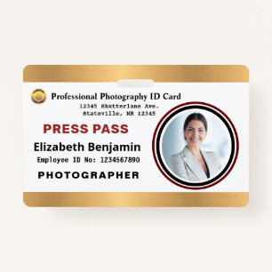 Fotograaf Media Medewerker Pers Pass ID Kaart Badge