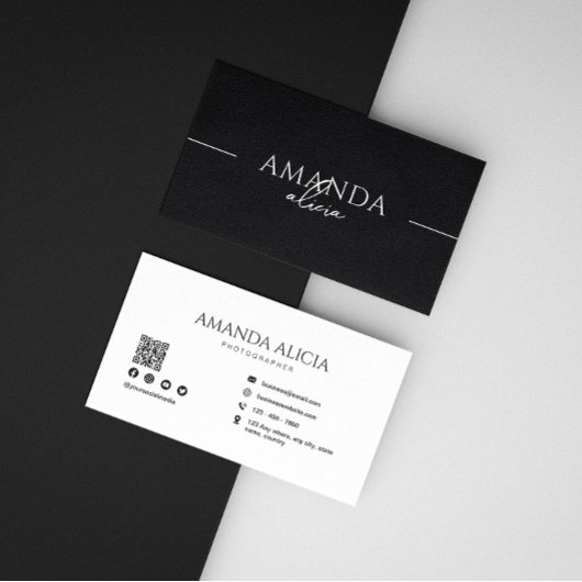 Fotograaf Minimalistische Zwart Wit QR Code Visitekaartje