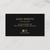 Fotograaf Modern Black & Gold Fotografie Visitekaartje (Achterkant)