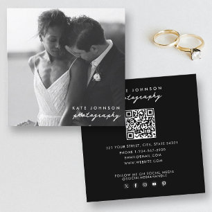 Fotograaf Moderne Script Fotografie QR Code Vierkante Visitekaartje