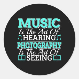 Fotograaf muzikant - Inspirerend citaat Ronde Sticker