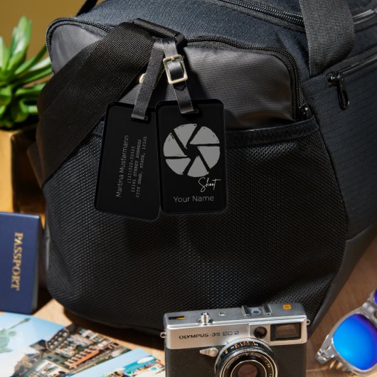 Fotograaf Ontwerp Aperture Retro Camera Bagagelabel (Voorkant /achterkant)