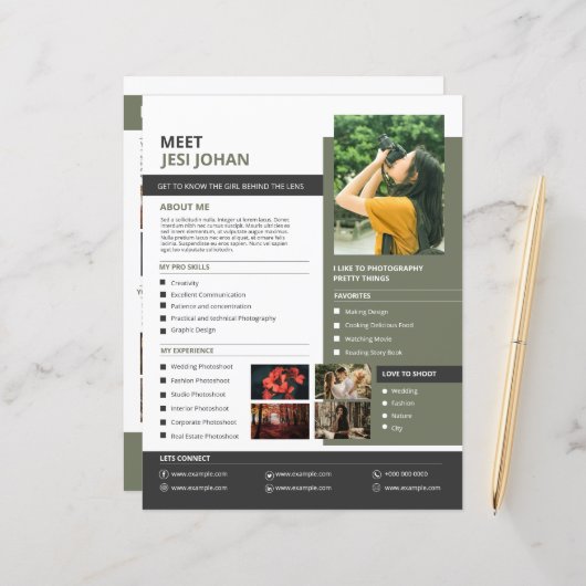 Fotograaf over mij Pagina (Voorkant / Achterkant in situ)