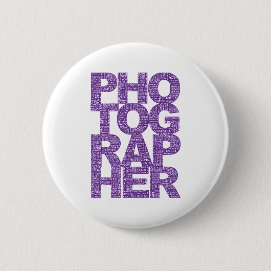 Fotograaf - Paarse tekst Ronde Button 5,7 Cm (Voorkant)