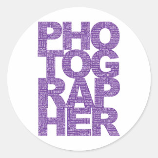 Fotograaf - Paarse tekst Ronde Sticker
