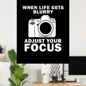 Fotograaf past uw focus aan poster (Thuiskantoor)