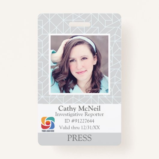 Fotograaf Personeel ID Modern Chic Press Reporter Badge (Voorkant)