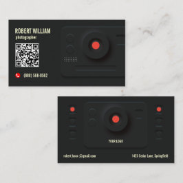Fotograaf QR-code Modern Zwart | Minimaal ontwerp Visitekaartje
