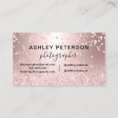 fotograaf roos goud glitter metallic confetti visitekaartje (Achterkant)
