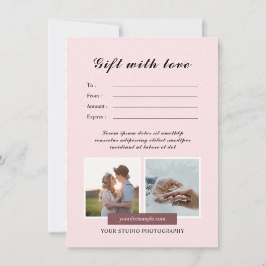 Fotograaf Sjabloon cadeaubon (Achterkant)