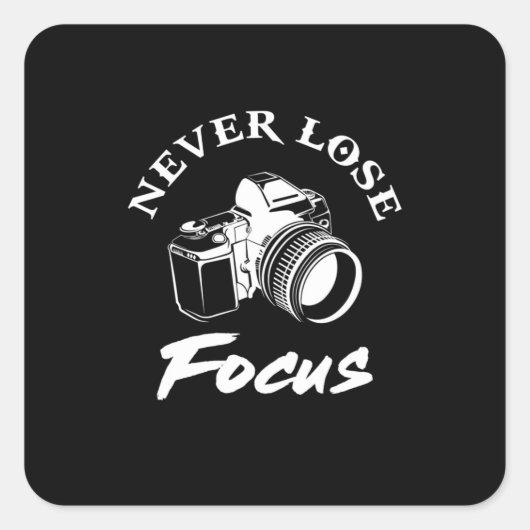 Fotograaf verliest nooit focus vierkante sticker (Voorkant)