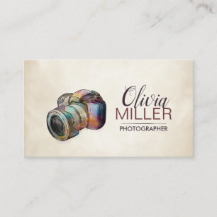 Fotograaf - Waterverf DSLR-camera-schets Visitekaartje