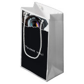 Fotograaf's Zwart & Wit Bedankt Klein Cadeauzakje (Voorkant Gekanteld)