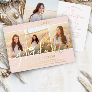 Fotogradatie Partij Elegant Blush Pink & Gold Folie Uitnodiging