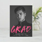 Fotogradatie van Hot Pink Verf Splatter Kaart (Staand voorkant)