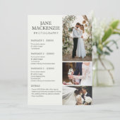 fotografe | Prijslijstservices | Enkele kaart (Staand voorkant)