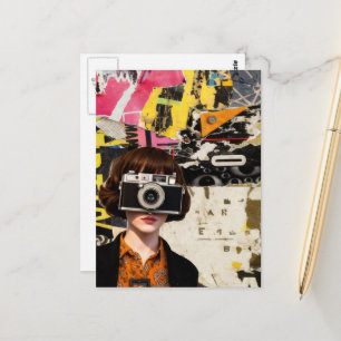 Fotografe Vrouw Grunge Mixed Media Collage  Briefkaart