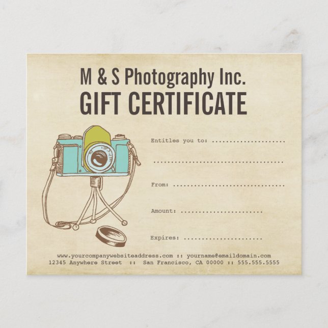  fotografen Gift Certificate Sjabloon (Voorkant)