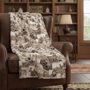  Fotografie Collage Sepia ID1066 Fleece Deken
