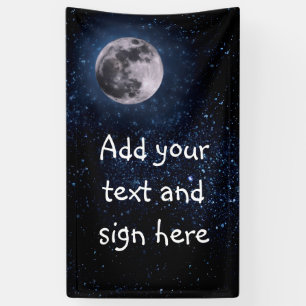 Fotografie - de Hemel van de Nacht met Volle maan Spandoek