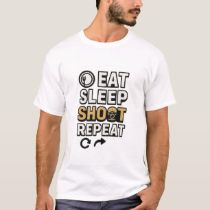 Fotografie eet slaap shoot herhalen t-shirt